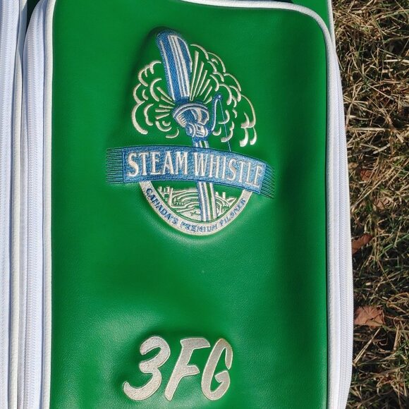 RARE Steam Whistle Beer Golf Bag Leather Embroidered Logo BELDING - Picture 4 of 11